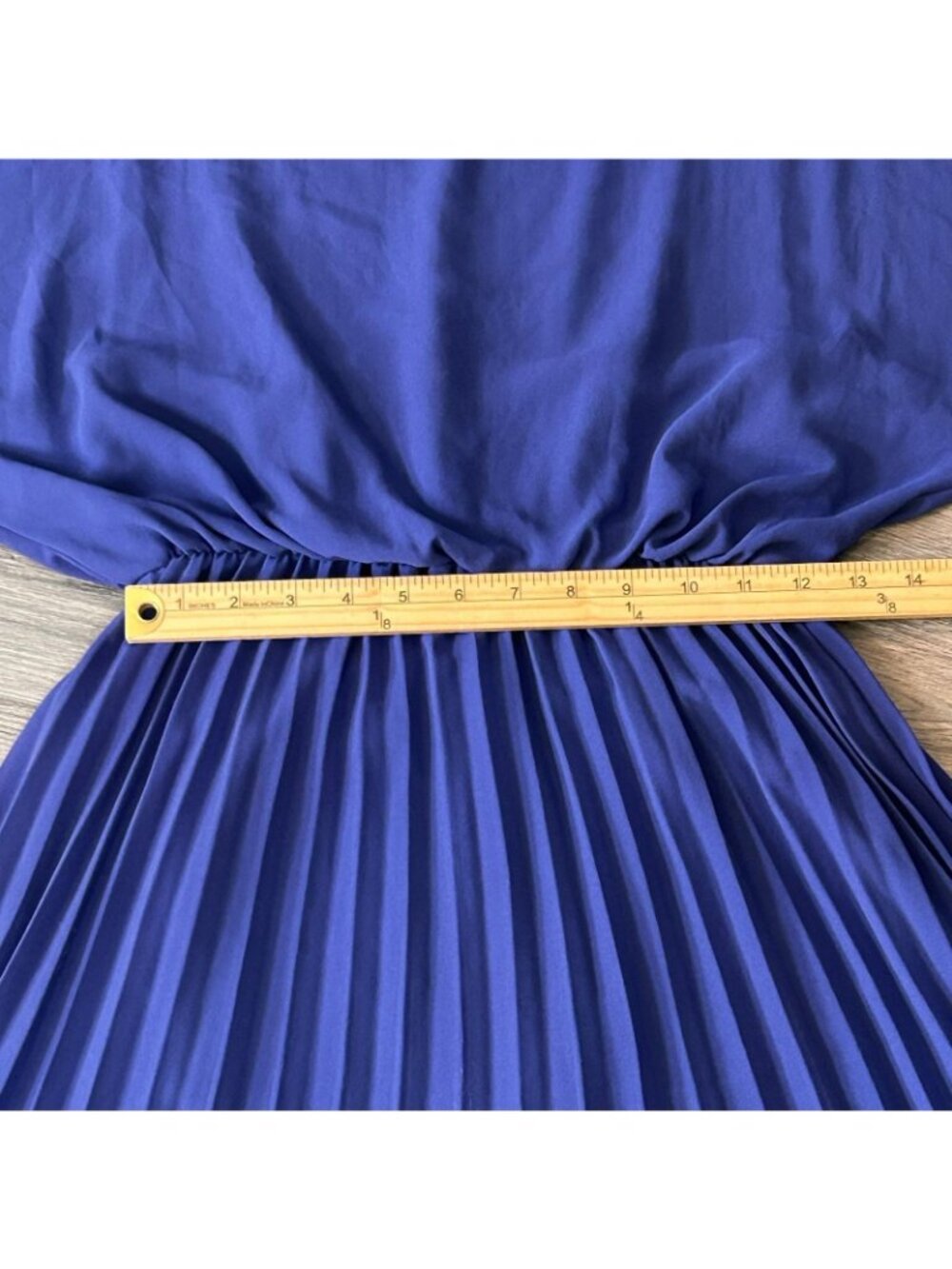 Diane Von Furstenberg Dress Womens S Blue Pleated Blouson Cold Shoulder Midi - Picture 8 of 11